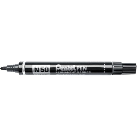 Pentel Pen N50 Marcador Permanente - Ponta de 4.3mm - Resistente a Água e Luz - Cor Preto