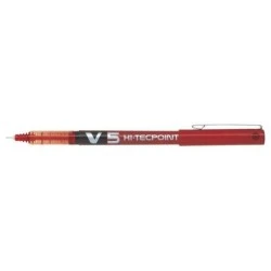 Pilot V5 HI-Tecpoint Rollerball Liquid Ink Pen - 0.5mm Fine Needle Point - 0.3mm Line Width - Red
