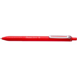 Pentel iZee Retractable Ballpoint Pen - 0.7mm Tip - 0.35mm Line Width - Metal Clip - Red