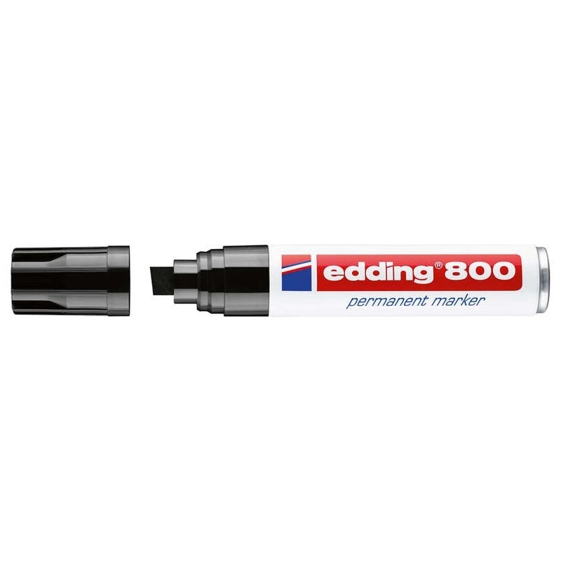 Edding 800 Marcador Permanente - Ponta Biselada - Traço entre 4 e 12 mm. - Recarregável - Secagem Instantânea - Cor Preta