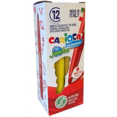 Carioca Jumbo Rotulador - Cuerpo Octogonal Maxi - Tinta Superlavable - Punta Maxi 6mm Bloqueada - Tapa Ventilada - Color