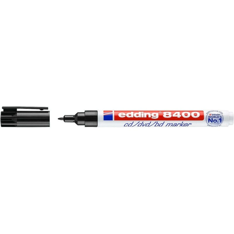 Edding 8400 Permanent Marker for CD, DVD and Blu-Ray - Bullet Tip - Line Width between 0.5 and 1mm - Water and Smudge Resistant