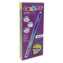 Carioca Oops Easy Stylo à Bille Effaçable - Pointe de Ø 0.7mm - Encre Thermosensible - Corps avec Effet Dégradé - Double Gomme
