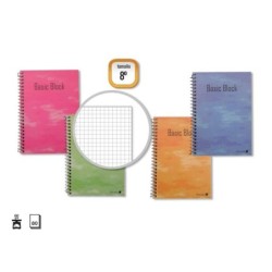 Golden Caderno Espiral 8º Natural (153x102mm) 80 Folhas 60gr Quadrícula - Margem Destacada - Capa Normal Plastificada - Cores