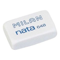Milan Nata 648 Petite Gomme Rectangulaire - Plastique - N'Abîme Pas le Papier - Couleur Blanc