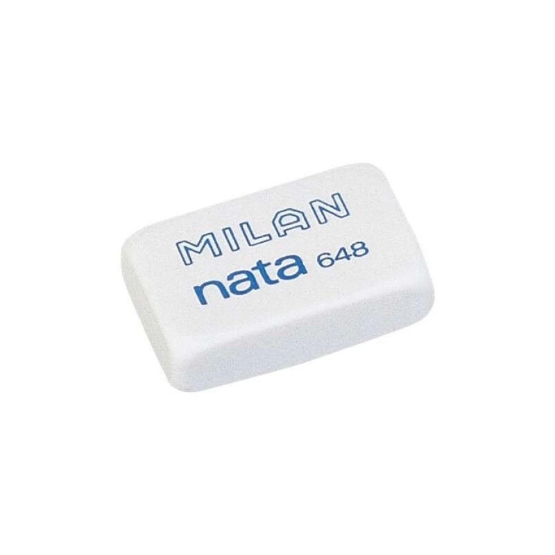 Milan Nata 648 Small Rectangular Eraser - Plastic - Does Not Damage the Paper - White