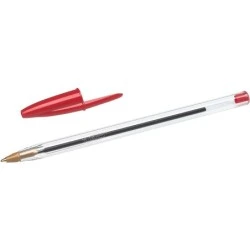 Bic Cristal Original Ballpoint Pen - 1.0mm Round Tip - 0.4mm Line Width - Oil-Based Ink - Red