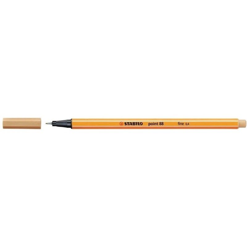 Stabilo Point 88 Marcador de Ponta Fina de Fibra - Traço de 0.4 mm - Tinta à Base de Água - Cor Ocre Claro