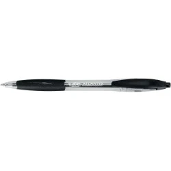 Bic Atlantis Classic Retractable Ballpoint Pen - 1mm Tip - Transparent Barrel with Grip - Black