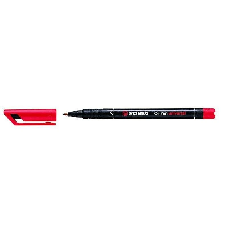 Stabilo OHPen Marcador Permanente - Ponta Superfina - Traço de 0,4mm - Pega Antiderrapante - Tampa Ventilada - Cor Vermelha