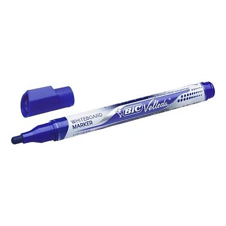 Bic Velleda Liquid Ink Marqueur pour Tableau Blanc - Pointe Moyenne - Trait 2.3mm - Encre Liquide à Base d'Alcool - Couleur Bleu