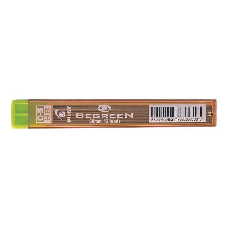 Pilot Pack of 12 Begreen 0.5 Leads for Mechanical Pencils - HB Hardness - 0.5mm Line - 100% Recycled Plastic Case