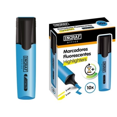 Ingraf Long-Life Highlighter - Chisel Tip - Line Width 2-5mm - Water-Based Ink - Blue