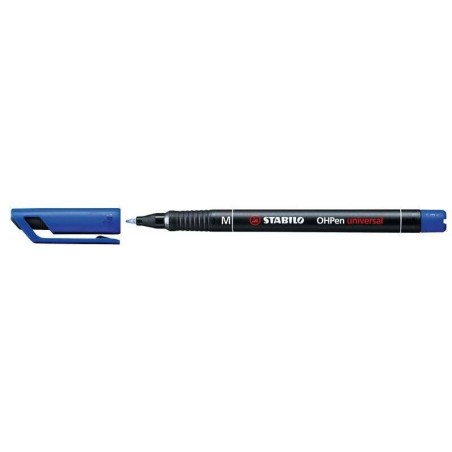 Stabilo OHPen Permanent Marker - Medium Tip - 1mm Line - Non-Slip Grip - Vented Cap - Blue