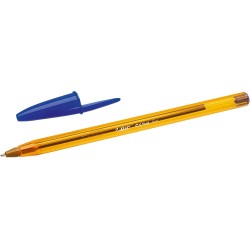 Bic Cristal Original Fine Ballpoint Pen - Round 0.8mm Tip - 0.30mm Line Width - Oil-Based Ink - Translucent - Blue