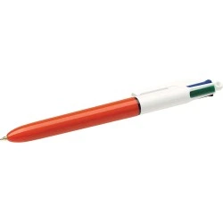 Bic 4 Colours Original Fine Retractable Ballpoint Pen - 0.8mm Tip - 0.36mm Line Width - Oil-Based Ink - Orange/White Barrel - 4