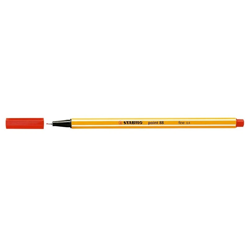 Stabilo Point 88 Fine Fibre Tip Pen - 0.4 mm Line Width - Water-Based Ink - Red