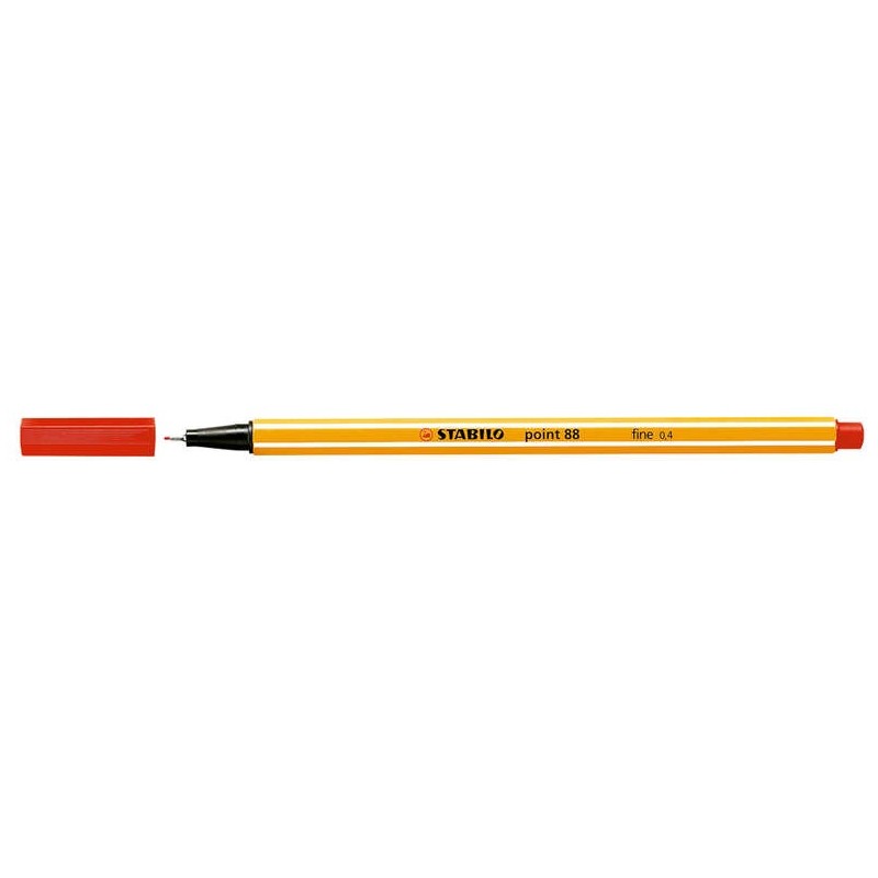 Stabilo Point 88 Rotulador de Punta Fina de Fibra - Trazo de 0.4 mm - Tinta con Base de Agua - Color Rojo