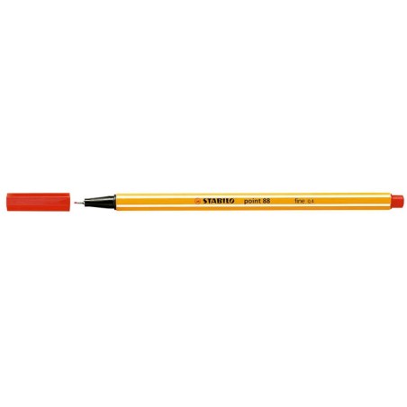 Stabilo Point 88 Rotulador de Punta Fina de Fibra - Trazo de 0.4 mm - Tinta con Base de Agua - Color Rojo