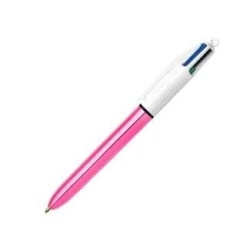 Bic 4 Colours Shine Boligrafo de Bola Retractil - Punta de 1mm - Trazo de 0.4mm - Tinta con Base de Aceite - Cuerpo Rosa