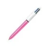 Bic 4 Colours Shine Boligrafo de Bola Retractil - Punta de 1mm - Trazo de 0.4mm - Tinta con Base de Aceite - Cuerpo Rosa