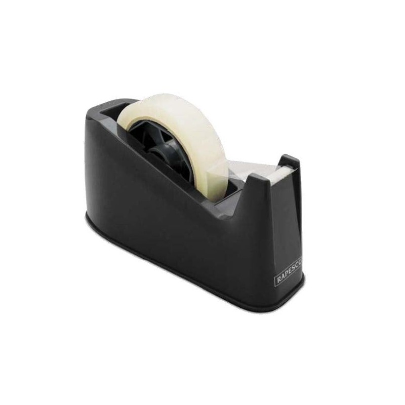 Rapesco Tape Dispenser for Adhesive Tape 25mmx66m - Non-slip Rubber Base - Tape Not Included - Black