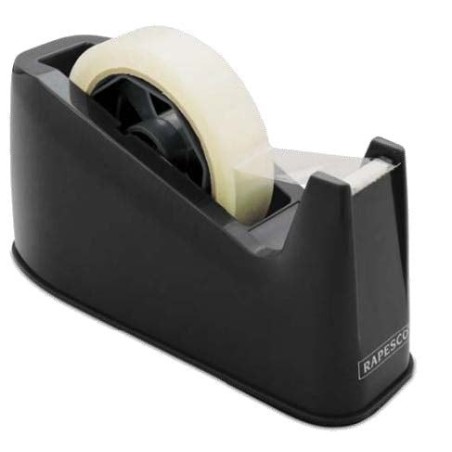 Rapesco Tape Dispenser for Adhesive Tape 25mmx66m - Non-slip Rubber Base - Tape Not Included - Black