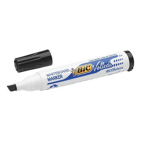 Bic Velleda 1751 ECOlutions Marcadores para Pizarra - Punta Biselada - Trazo entre 3mm y 5.5mm - Tinta con Base de Alcohol