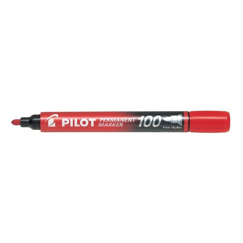 Pilot Marqueur Permanent 100 - Pointe Ogive 4,5mm - Trace 1mm - Couleur Rouge