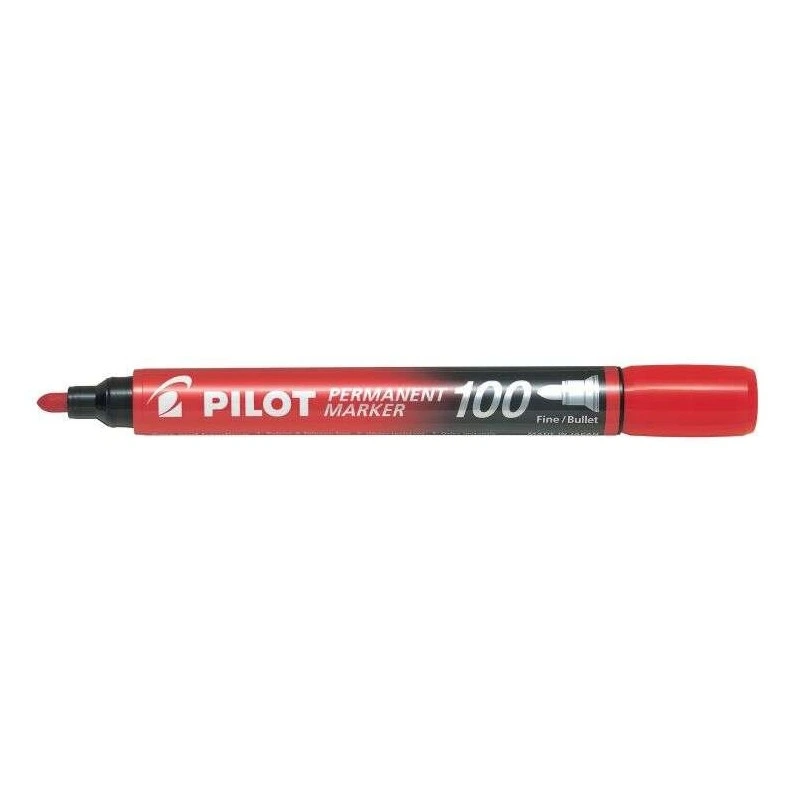 Pilot Marqueur Permanent 100 - Pointe Ogive 4,5mm - Trace 1mm - Couleur Rouge