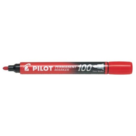 Pilot Marcador Permanente 100 - Ponta Ogival 4,5mm - Traço 1mm - Cor Vermelha