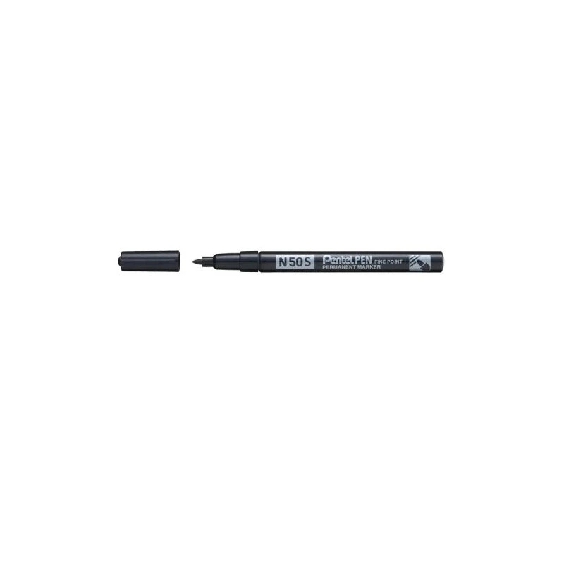 Pentel Pen N50S Marqueur Permanent - Pointe Fine 3.18mm - Résistant à l'Eau et à la Lumière - Couleur Noir