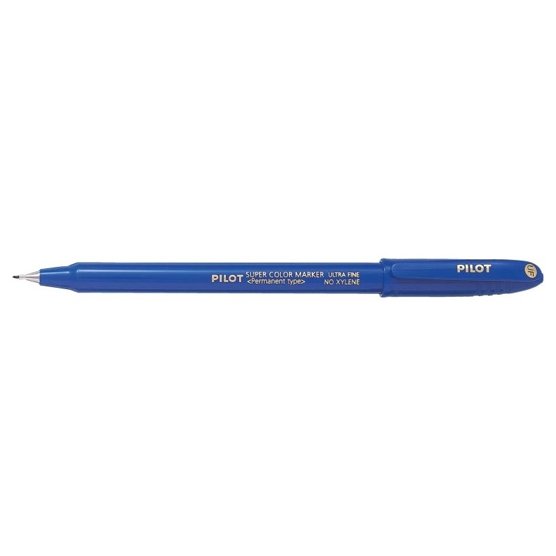 Pilot Super Color Rotulador Permanente Ultra Fino - Punta de Poliacetal 1mm - Libre de Xileno - Color Azul