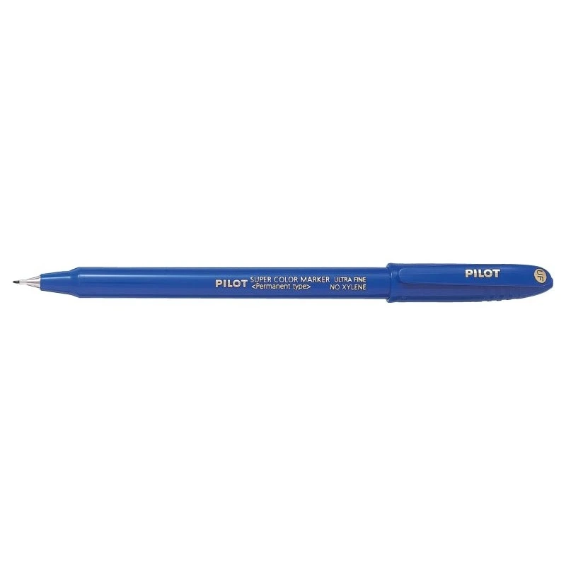 Pilot Super Color Rotulador Permanente Ultra Fino - Punta de Poliacetal 1mm - Libre de Xileno - Color Azul