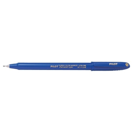 Pilot Super Color Rotulador Permanente Ultra Fino - Punta de Poliacetal 1mm - Libre de Xileno - Color Azul