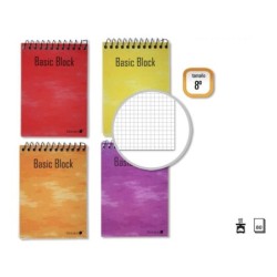Golden Caderno Espiral Superior 8º Horizontal (153x102mm) 80 Folhas 60gr Quadriculado 4x4 - Capa Plastificada - Margem Realçada