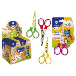 Bismark Kids Deco Tesoura Escolar 13cm - Aço de Liga Extra - Lâminas Decoradas - Pegas em Plástico - Ponta Romba - 4 Designs