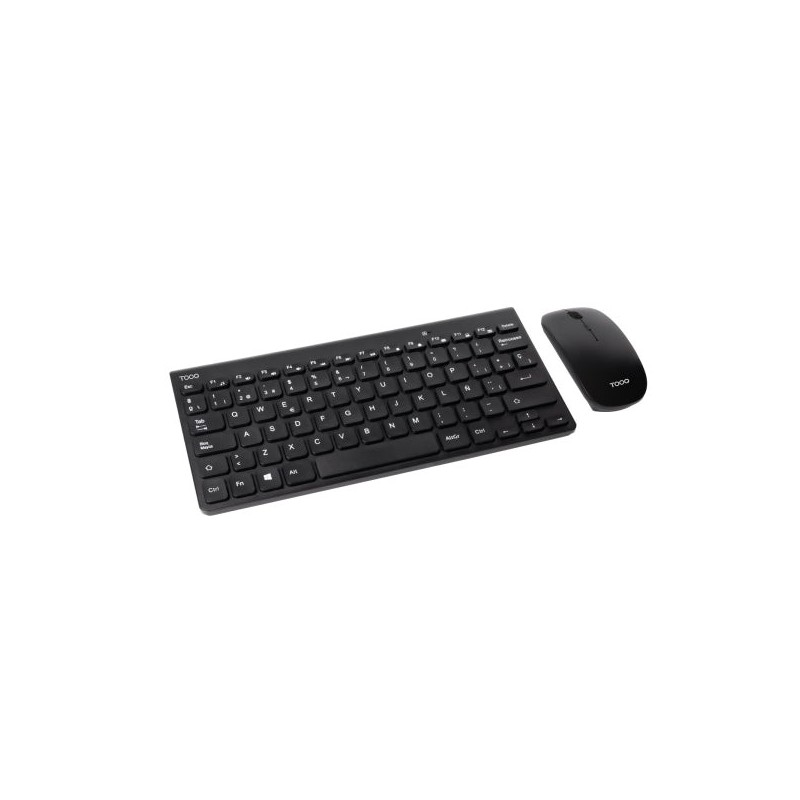 Tooq TQKMW-3101-B Pack de Teclado Inalambrico Compacto - Disposicion QWERTY ES + Raton Inalambrico 1600dpi - Slim - 4 Botones