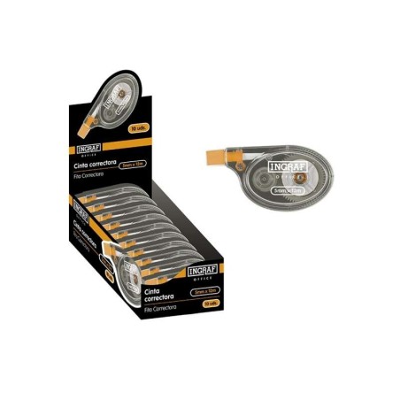 Ingraf High-Quality Dry Correction Tape 5mmx12m - Side Application - Corrects Quickly - Write Instantly - Does Not Stain - No