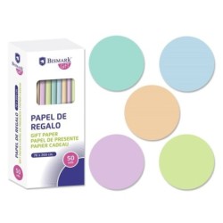 Bismark Pastel Rolo de Papel de Embrulho - Medidas 70cmx200cm - 5 Cores Pastel