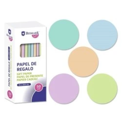 Bismark Pastel Rolo de Papel de Embrulho - Medidas 70cmx200cm - 5 Cores Pastel