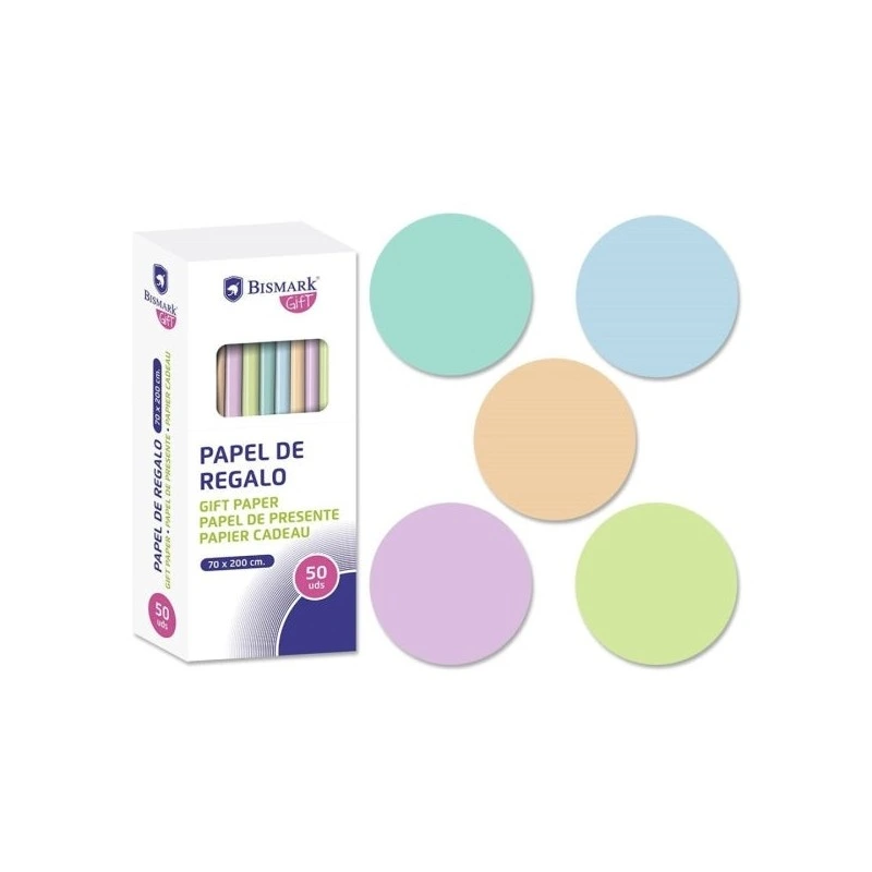 Bismark Pastel Gift Wrap Roll - Dimensions 70cmx200cm - 5 Pastel Colours
