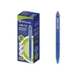 Bismark Stylo à Bille Effaçable avec Clip - Pointe de 0.7 mm - Grip en Caoutchouc - Couleur Bleu