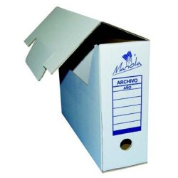 Mariola Caixa de Arquivo Definitivo Tamanho Folio - Medidas 25,5x10x35,5cm - Ideal para Organizar Documentos - Cor Branco e Azul