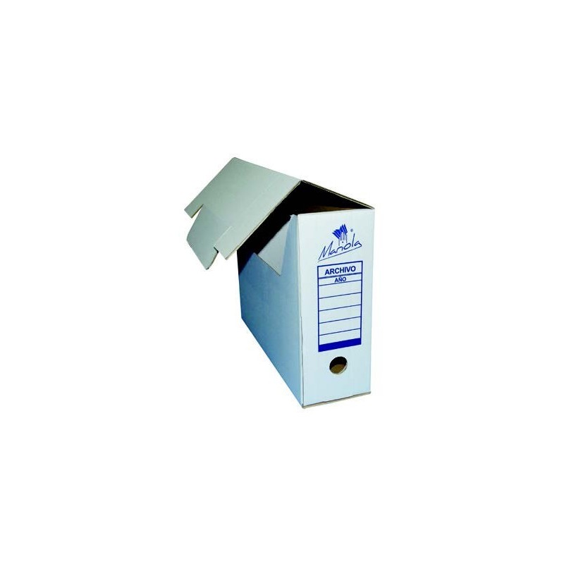 Mariola Caja de Archivo Definitivo Tamaño Folio - Medidas 25,5x10x35,5cm - Ideal para Organizar Documentos - Color Blanco y Azul
