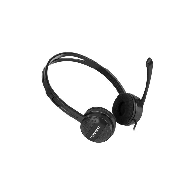 Natec Canary Go Auriculares Diadema con Microfono - MiniJack de 3,5 mm - Control de Volumen Integrado - Color Negro