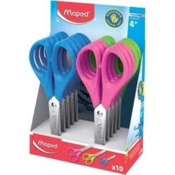 Maped Essentials Left-Handed School Scissors Round Tip 13cm - Stainless Steel Blades - Symmetrical Plastic Handle - Assorted