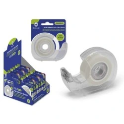 Bismark Fita Adesiva Invisível 19mmx33m com Porta-rolos - Corpo de Plástico - Ideal para Uso Escolar - Transparente