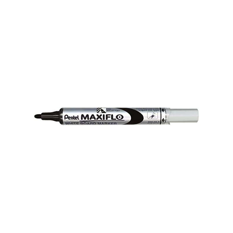 Pentel Maxiflo Rotulador para Pizarra Blanca - Regulacion del Flujo de Tinta - Punta de Bala - Ancho de Linea 2mm - 50% de