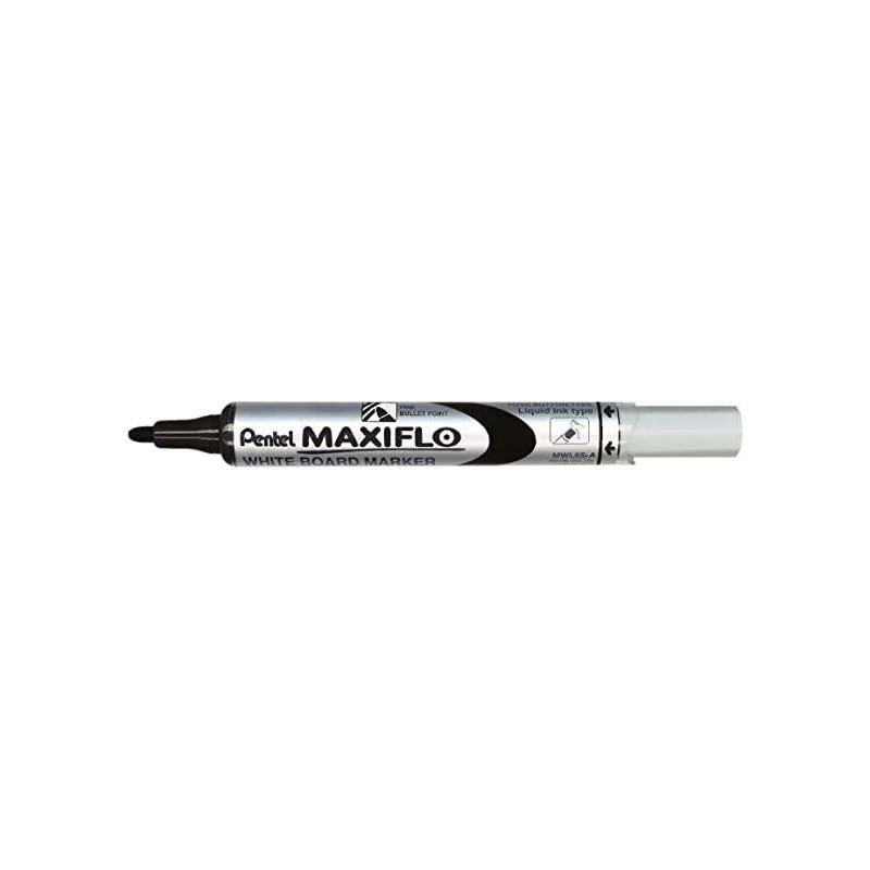 Pentel Maxiflo Rotulador para Pizarra Blanca - Regulacion del Flujo de Tinta - Punta de Bala - Ancho de Linea 2mm - 50% de